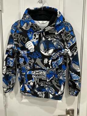 H&M Kids Sonic The Hedgehog Blue and Black Graffiti Hoodie